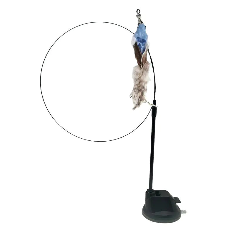 Pompom Bird Cat Toy with Upgraded Feather Wand (Single)