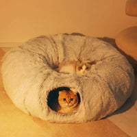 Fluffy 2 In 1 Round Tunnel Cat Beds