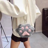 Cute Plush Bear Paw Cat Claw Shoulder Bag