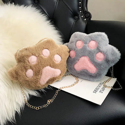 Cute Plush Bear Paw Cat Claw Shoulder Bag