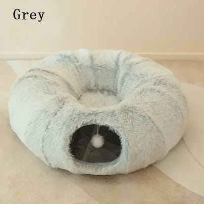 Fluffy 2 In 1 Round Tunnel Cat Beds