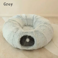 Fluffy 2 In 1 Round Tunnel Cat Beds