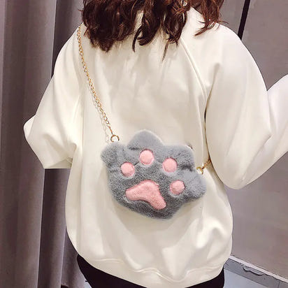 Cute Plush Bear Paw Cat Claw Shoulder Bag
