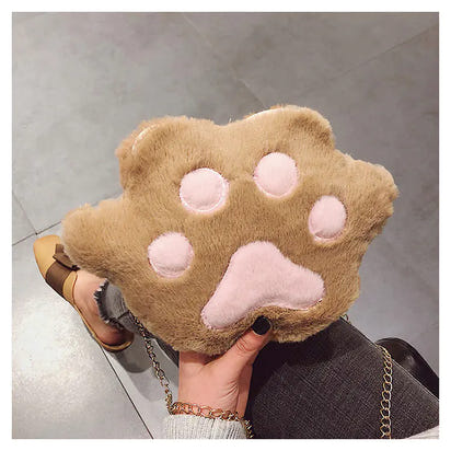 Cute Plush Bear Paw Cat Claw Shoulder Bag